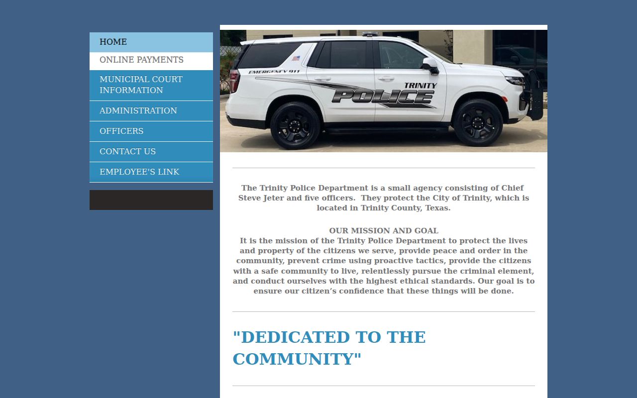 Trinity County arrest lookup Trinity Police Department official page