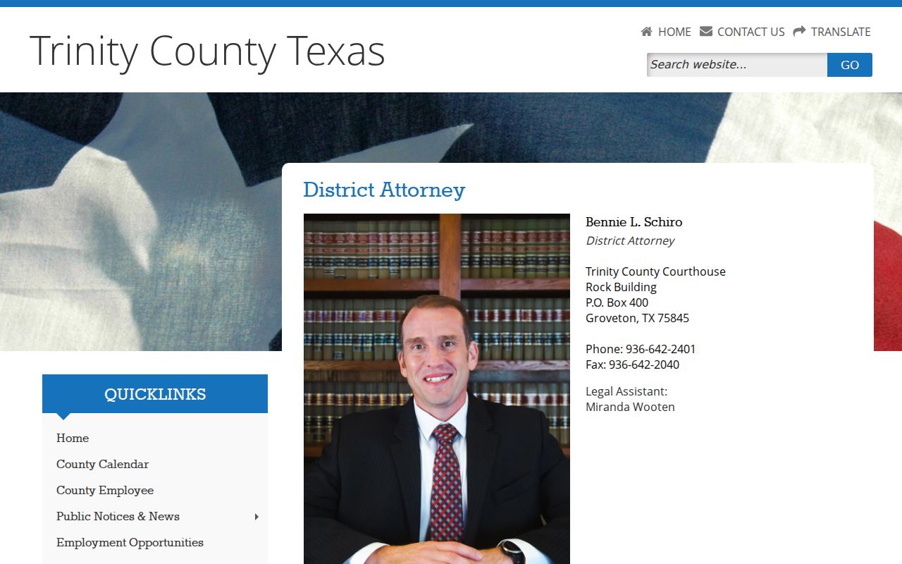 Trinity County criminal court case District Attorney Rock Building page