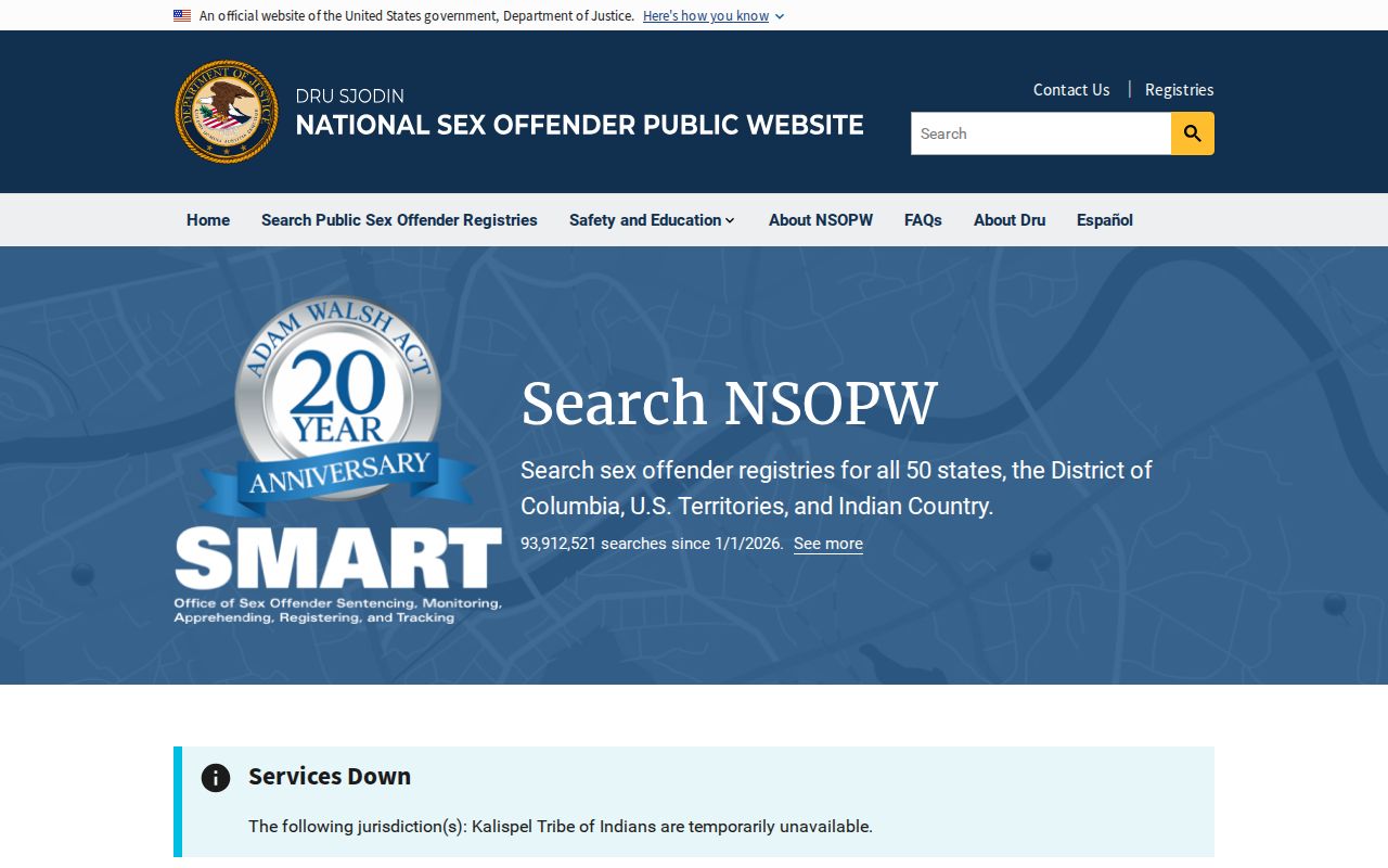 National registry search supplement for Trinity County sex offender records